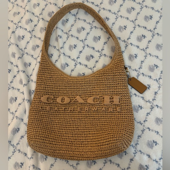 Coach Straw Brooklyn 28 Shoulder Bag - Picture 1 of 4